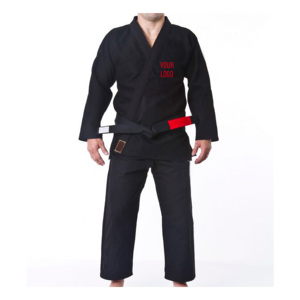 Kimono de BJJ Negro con Costuras Azules para Hombre, 100% Poliéster, Transpirable, Ropa de Artes Marciales, Talla Adulto, Corte Regular - Product Image 6
