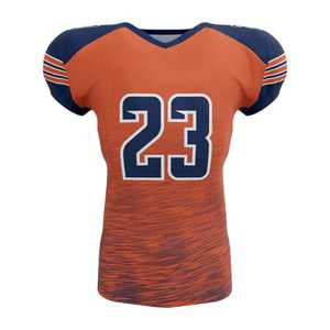 Camiseta de Fútbol Americano Sublimada Personalizada para Hombre, Naranja y Azul Marino, Número 23, Cuello en V, Manga Corta, Malla de Poliéster, Ropa Deportiva - Product Image 1
