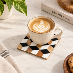 Geometric Mango Wood Epoxy Resin Coaster Set <b>Square</b> Drink Coasters <b>Scratch</b> Resistant Table Mats for Cups Mugs Home Office Decors - Product Image 4