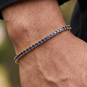 Bracelet tennis fantaisie bleu clair en diamant naturel taille brillant rond, unisexe, en or massif 14 carats, bijoux de luxe pour mariée - Product Image 5