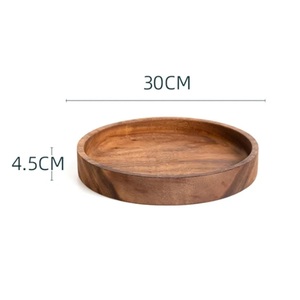 Eco-Friendly Round Wooden Tray Handcrafted <b>Decorative</b> Dish with Scenic Pattern Modern Design Movable <b>Kitchen</b> Hotel Event Use - Product Image 4