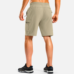 Shorts cargo pour homme, couleur kaki clair, séchage rapide, longueur genou, taille élastique, cordon de serrage, pantalon décontracté d'été - Product Image 5