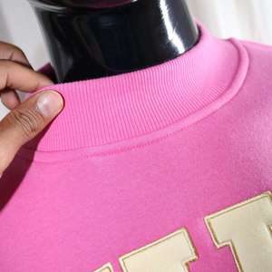 <b>Pink</b> Women's Crew Neck <b>Sweatshirt</b> With CHI O Letter Print Front 100% Cotton Knitted Autumn Style Women Streetwear Mock Neck - Product Image 5