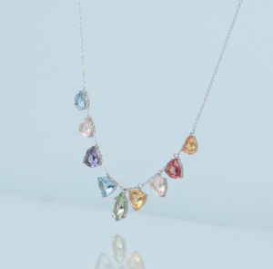 16 Inch Multi Shape Multi Stone Necklace 925 Sterling <b>Silver</b> 18K Gold <b>Plated</b> 12g Pendant Necklace Fashion <b>Jewellery</b> Gift for Her - Product Image 3