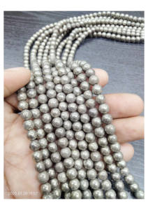 Cuentas Redondas de Pirita Natural, Cuentas Espaciadoras Redondas de Piedras Preciosas, Ágata Mirani Redonda de Rajasthan, Tema Amor - Product Image 2