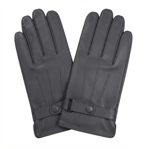 Gants en cuir de chèvre noir pour homme, personnalisés, chauds pour l'hiver, pour la conduite de moto, le ski, les sports de plein air - Product Image 1