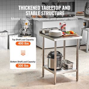 Tavolo da Lavoro in Acciaio Inox Resistente 24 X 24 X 36 Pollici, Banco da Lavoro Commerciale per Preparazione Alimenti, Tavolo in Metallo per Cucina - Product Image 3