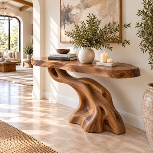 Table console rustique à bord naturel pour entrée, design rustique, table d'appoint artisanale, mobilier - Product Image 3