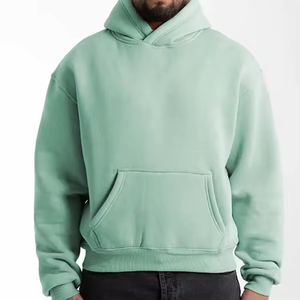 Sweat à capuche ample et court pour homme avec logo personnalisé, 100 % coton French Terry épais, sans cordon, coupe oversize pour l'hiver - Product Image 5
