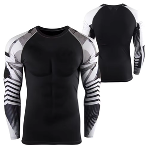 Chemises de compression de sport 100% polyester à manches longues avec logo personnalisé, rashguard BJJ, rashguard MMA sublimé pour hommes - OEM disponible - Product Image 1
