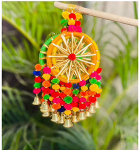 Bohemian Rattan Wall Hanging With Colorful Tassels And Bells Indoor Decor Living Room Art - Product Image 5