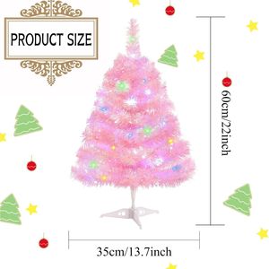 2FT Pink Lighted <b>Artificial</b> Christmas <b>Tree</b> with Battery Operated Min Plastic Stand Tabletop Christmas Lights - Product Image 2