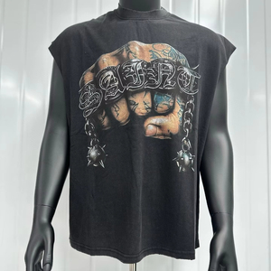 Camiseta sin Mangas Extra Grande Personalizada para Hombre, Estampado Gráfico de Tatuajes, Ropa Urbana, Proveedor Mayorista OEM, Fabricante al por Mayor - Product Image 6