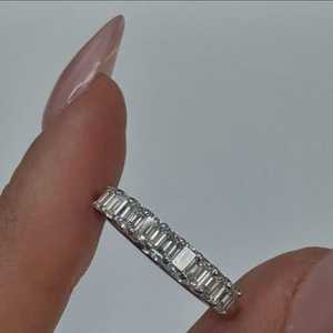 Wholesale 14k Gold Emerald Cut Lab Grown Diamond Half Eternity Band 0.75carat 9 Stone Stackable Wedding <b>Ring</b> Prong Manufacture - Product Image 3