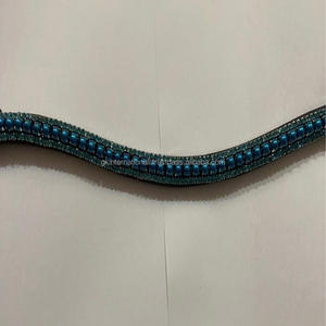 3 rangées de perles d'eau décoratives personnalisées, chaîne en métal bling strass noir en cuir véritable, bandeau de sourcils de cheval toutes tailles - Product Image 5