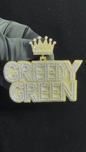 Pendentif Couronne Personnalisée Hip Hop en Moissanite, Pendentif Lettre Prénom Sertie de Moissanites, Breloques Luxe en Moissanite, Pendentif en Argent 925 - Product Image 4