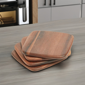 Acacia Wooden Coasters, One Size, Natural Wooden Tea Cup Coaster Coffee Drinks <b>Placemat</b> - Product Image 4
