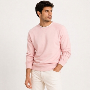 Sweat-shirt à capuche rose pour homme, col rond, manches raglan, coupe ample, en molleton de coton respirant, décontracté, pour l'hiver - Product Image 4