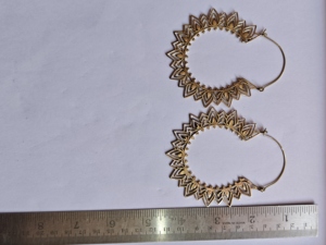 <b>Large</b> Gold Mandala Filigree <b>Hoop</b> Earrings Intricate Cutout Boho Statement Jewelry Wholesale - Product Image 3
