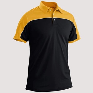 Chemise Homme Noire et Jaune Unie à Manches Courtes avec Boutons, Tissu Toile Sportif Séchage Rapide, Mélange Polyester/Coton, Personnalisable - Product Image 6