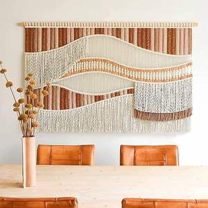 Tapiz de Pared de Macramé Boho, Decoración de Pared de Algodón Hecha a Mano para Sala de Estar, Dormitorio, Cuarto de Niños, Tapiz Tejido Elegante para Decoración del Hogar - Product Image 2