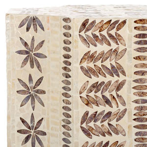 Handmade Mosaic Pedestal Side <b>Table</b> <b>Stools</b> Mother of Pearl Floral Star Leaf Inlaid Coffee <b>Stool</b> Living Room Decor - Product Image 4