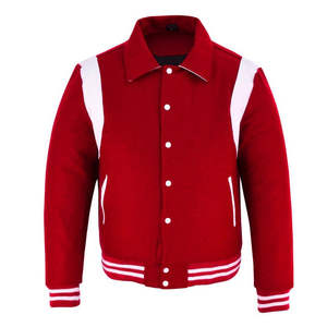 Veste de baseball universitaire à col rabattu pour adulte, couleur rouge unie, design personnalisé, boutonnée, séchage rapide, veste d'hiver pour homme - Product Image 6