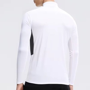 Camiseta de Compresión de Manga Larga Blanca para Hombre, Cuello Alto, Secado Rápido, Ajuste Deportivo, Tejido de Poliéster, Corte Ajustado - Product Image 3