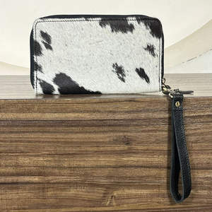 Handmade Stylish Hair on Cowhide <b>Leather</b> Long Wallet Purse <b>Tooled</b> <b>Leather</b> Eagle Design Zip Around Wristlet Clutch for Women's - Product Image 6