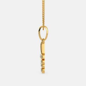 Collar con Colgante de Diamante Cultivado en Laboratorio, Corte Redondo, Forma de Hoja, Oro Amarillo - Product Image 5
