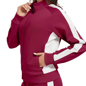 Ensemble de survêtement sportif pour homme, couleur bordeaux, avec panneaux latéraux rayés, en polyester tricoté, pour l'automne - Product Image 6