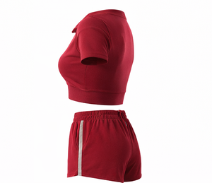 Conjunto de Top Corto con Cremallera y Pantalones Cortos para Mujer, Atuendo Casual de Verano, Cintura Alta con Cordón, Dos Piezas, Ropa Deportiva - Product Image 3