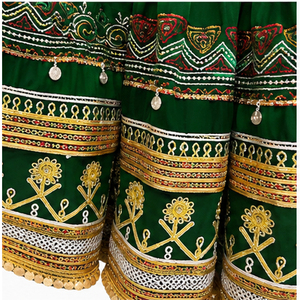 Vestido de novia Lehenga Choli verde bordado de largo completo para mujer, ajuste holgado, poliéster, ropa étnica, vestido afgano Kuchi a precio reducido - Product Image 6