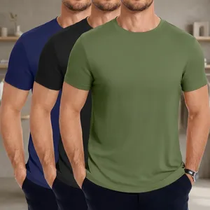 T-shirt classique pour homme à col rond uni, léger, respirant, à manches courtes, vêtements décontractés pour le travail, les voyages, le bureau, la vie quotidienne - Product Image 3