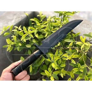 Heavy Duty Tactical Survival Knife with Stainless Steel Serrated Blade 7 Inches Leather Sheath & Durable Handle - Product Image 2