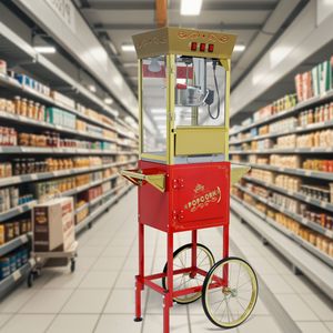Carrello per Popcorn Vintage da 12oz con Ruote, Macchina Commerciale in Acciaio Inox Stile Cinema - Product Image 1