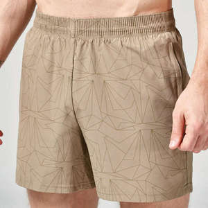 Casual Men Shorts Latest Design Solid Colour 100% Cotton Quick Dry Beachwear Workout <b>Knee</b> Length Elastic Waist Shorts - Product Image 1