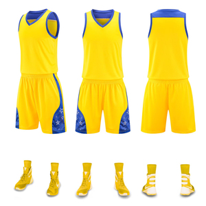 Ensemble de maillots de basket-ball personnalisés sublimés blanc et bleu, unisexe, adulte, col en V, sans manches, évacuation de l'humidité, toutes saisons, service OEM - Product Image 6