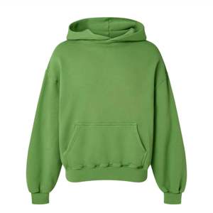 Sweat-shirt à capuche unisexe vert surdimensionné en polaire, décontracté, couleur unie, avec poche, manches longues, pour l'automne - Product Image 3