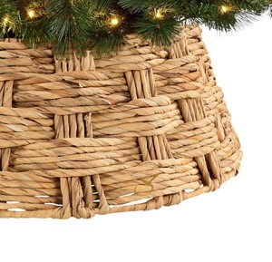 Rustic Woven Water Hyacinth Christmas Tree Collar <b>Split</b> Design Handcrafted Xmas Tree Stand Ring Base Cover Wholesale - Product Image 3