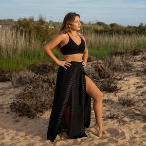 Falda Maxi de Algodón con Estampado Tribal, Falda Bohemia con Abertura Alta, Falda Gitana de Verano, Falda Boho - Product Image 5