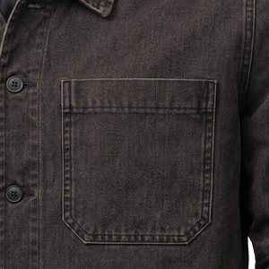 Chaqueta de Mezclilla Negra para Hombre de Alta Calidad, Estilo Casual, con Botones, para Trabajo, OEM, Personalizada, al por Mayor - Product Image 6