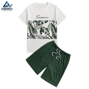 Green White Contrast Color Latest Style Men Street Wear Summer Short <b>Shirt</b> Set Men's Breathable Short Sleeve <b>Shirt</b> and Shorts - Product Image 1