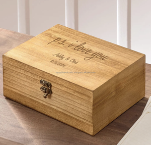 Boîte Cadeau en Bois Personnalisée Grande Capacité Gravée au Laser, Rangement Photo Souvenir, Boîte à Bijoux Rectangulaire Vierge Multifonctionnelle - Product Image 3