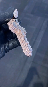 Pendentif Croix Bling Diamant Moissanite VVS Coupe Ronde GRA Hip Hop Personnalisé Lettre Plaqué Or Argent 925 Iced Out - Product Image 6