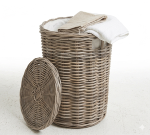 Wholesale Wicker Laundry <b>Basket</b> Round Eco friendly Rattan Storage Bin for Hotel & Resort Handwoven Dirty Clothes Organizer - Product Image 5