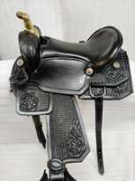 Selle d'équitation en cuir de style western, design artisanal, arceau en fibre plastique, couleur personnalisée, 100% cuir teint à la cuve, style tendance