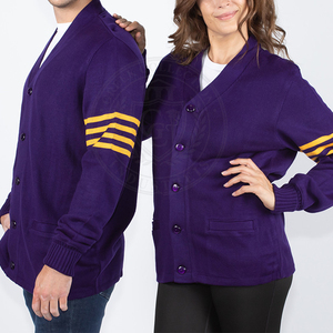 Fraternity Sorority Purple Men's women's Sweater <b>Acrylic</b> Knitted Cardigan Yellow Stripes Embroidery Greek <b>letter</b> All Season Wear - Product Image 4