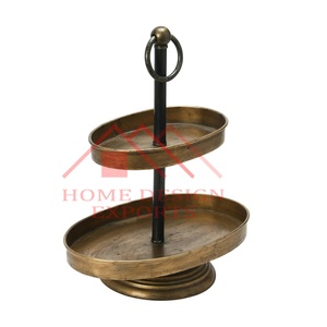 Plateau en métal plateau pour gâteau Dessert apéritifs tasse gâteau support meilleure vente galvanisé deux niveaux plateau de service - Product Image 6