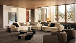 Modern Curved Solid Teak Wood <b>Sofa</b> Set Luxury Boucle 2 Seater Couches Accent Chairs Living Room Furniture Wholesale - Product Image 3